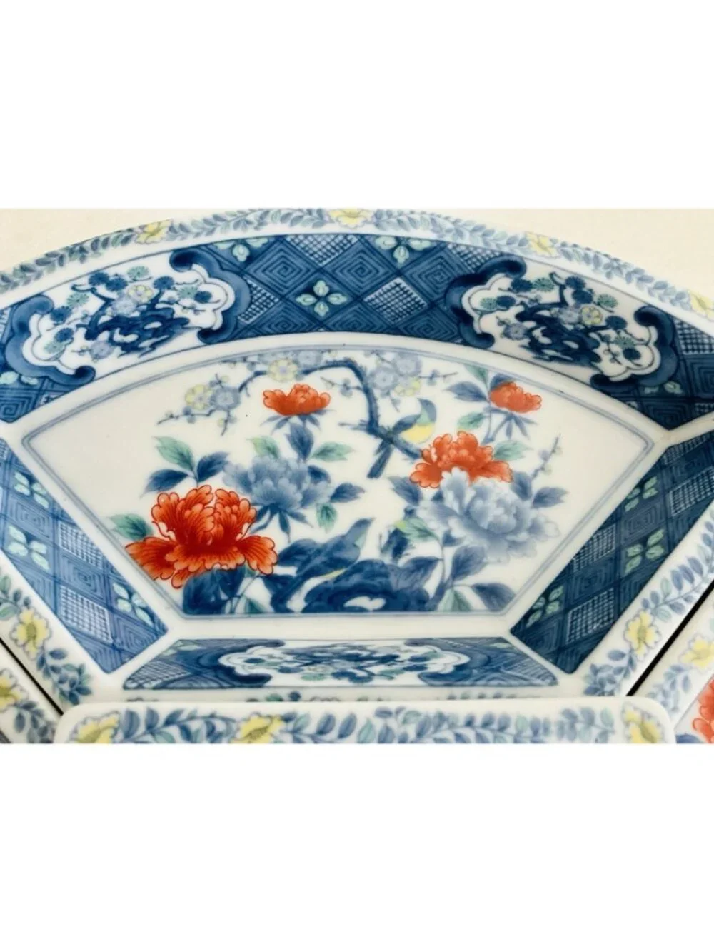 Chinoiserie Blue & White 5 Section Lazy Susan Serving Carousel Imari Porcelain